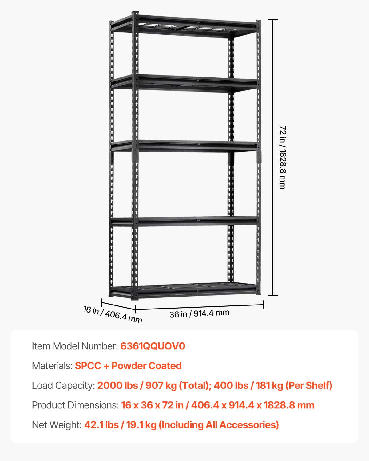 Storage Shelves 5 Tier Adjustable Heavy Duty Garage Shelving Units 2000 Lbs_voghion.com